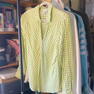 J. Jill Lime Checkered Blouse